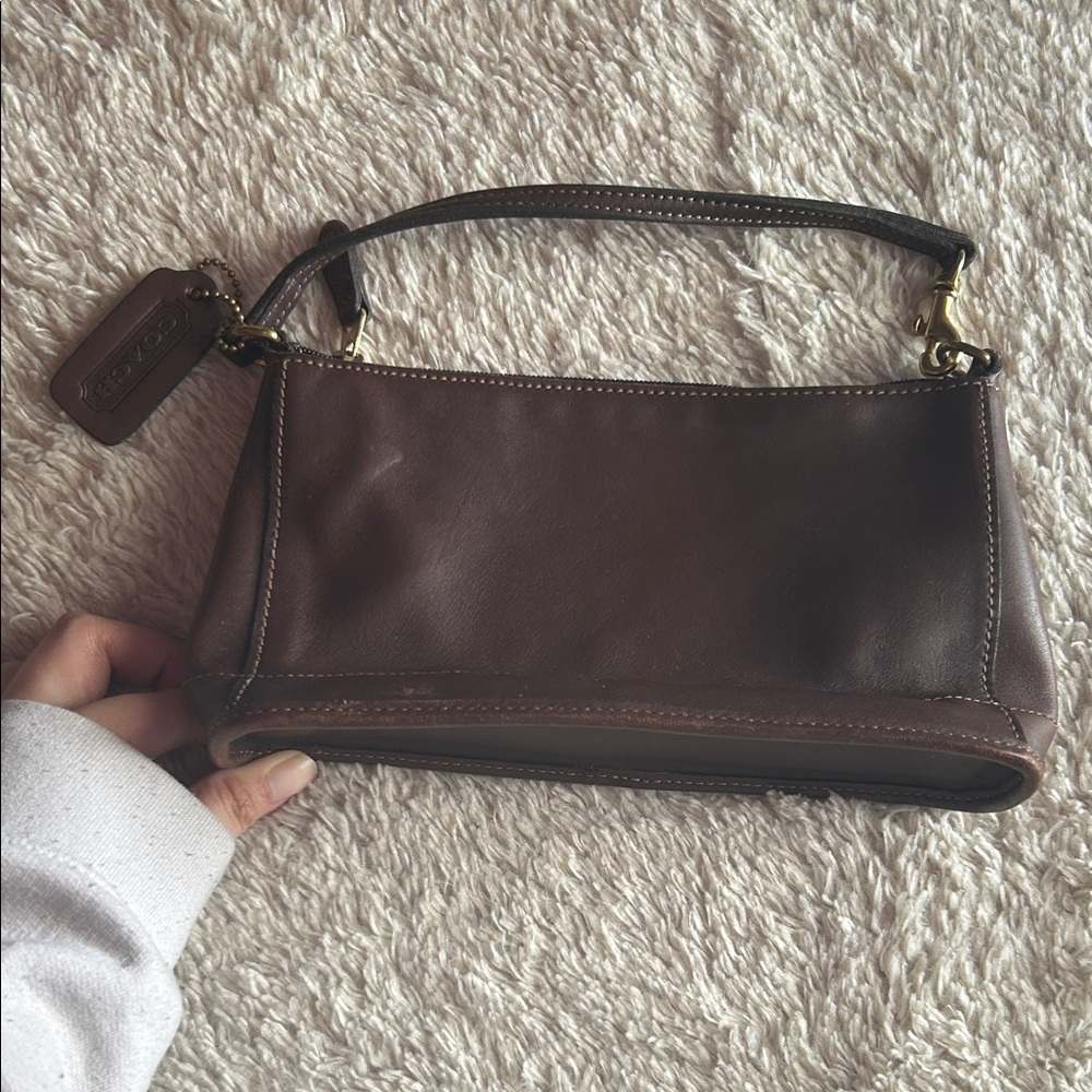 Vintage Coach Dark Brown Leather Wristlet